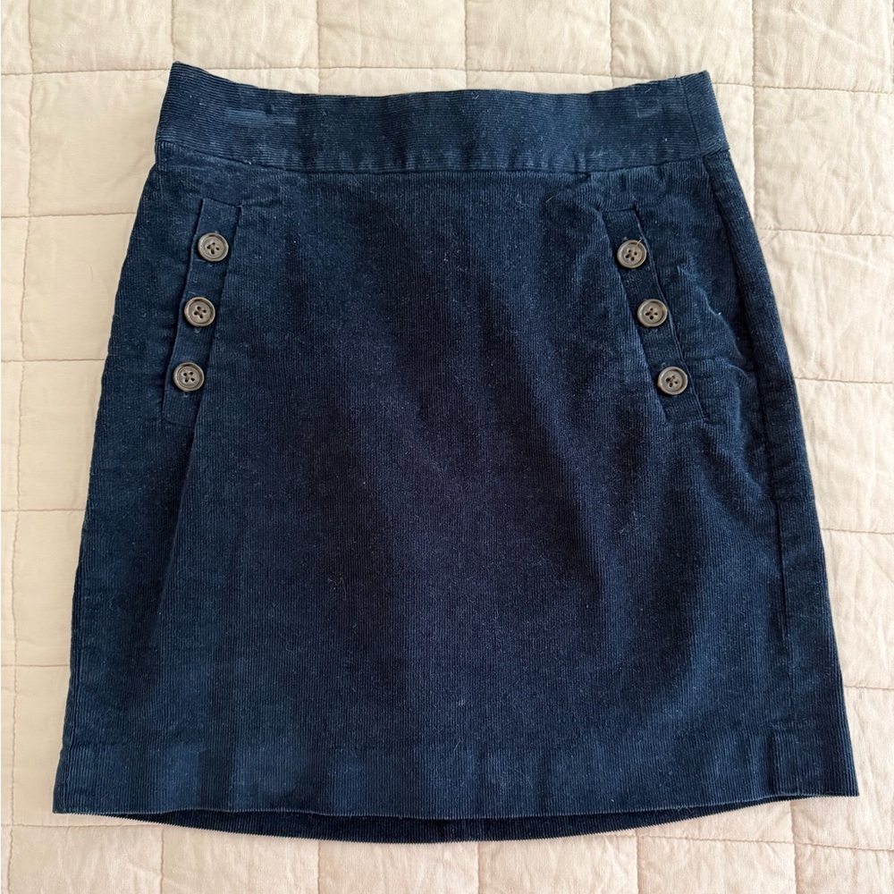 Banana Republic - Size 0 - Navy Mini Corduroy Skirt with Button Details